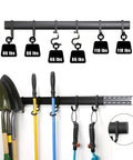 Heavy Duty Wall Mounted Tool Rack With Six Aluminum Hooks For Garage, Shed Or Workshop, Customizable, Space Saving Storage For Rakes Shovels Tools And Garden Gear