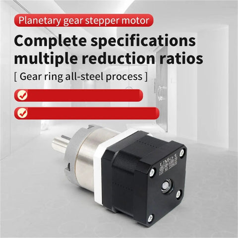 Beefy Heavy Duty Nema 8 Stepper Motor With Planetary Gearbox 50N Load, seen with UM242 Pulse Driver