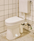 Two Pieces Rabbit Shaped Ceramic Toilet Bolt Covers Set For Bathroom Decor installed on white toilet, side view