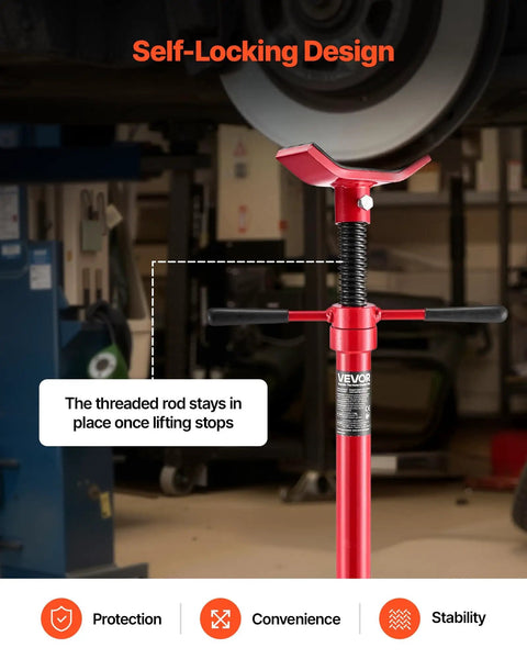 Underhoist Support Stand 1653 Lb Capacity With Adjustable Height From 54.02 Inches To 83.86 Inches in use supporting vehicle