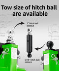 Tow sizes of hitch balls for Heavy-Duty Electric Trailer Dolly With Powerful 850W Motor Moves Up To 3600 Lbs displayed.