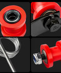 Chain Tensioner Roller Guide For ATVs And Mini Bikes, Beefy Aluminum And PU with red roller and silver nut