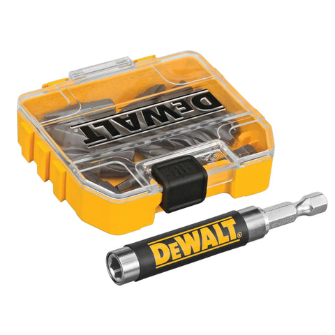 Go-To 18-Piece Compact Magnetic Drive Guide Set With Clear Lid, Yellow Finish, And Connectable Storage For Easy Bit Access