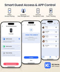 Smart Guest Access & APP Control interface showcasing one-time PIN for Slick Fingerprint Smart Lock With Premium Matte Black Double Lever Handle Set.