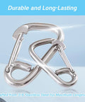 Front view of two stainless steel marine carabiner snaps, 2-pack, for boat docking and anchoring