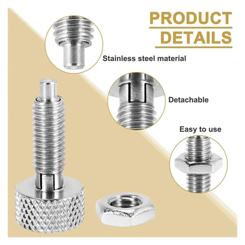 Spring Plunger With Quick Release Pins M6 Retractable Lockout Kit stainless steel fasteners detail view.