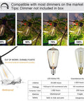 Tough As Nails Outdoor Edison String Lights Waterproof With Warm White Led Bulbs dimming function and bulb comparison chart