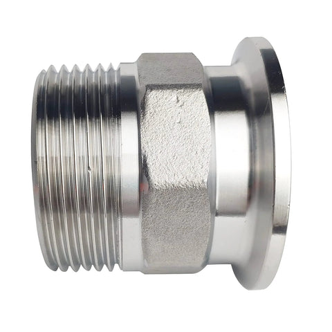 1.5-inch sanitary tri-clamp to NPT hex male thread adaptor, 304 stainless steel