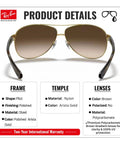 RB3386 Pilot Shape Non Polarized Sunglasses For Men With Brown Gradient Lenses And Official Eyewear Kit product details