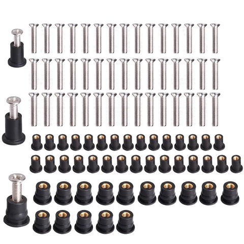 Beefy Neoprene Well Nuts Kit With Stainless Steel Screws M4 M5 M6, 45 Pairs Rubber Well Nuts For Kayaks, Boats, Motorcycles