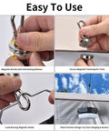 40LB Magnetic Hooks With Carabiner 8-Pack Ultra Strong Camping Tent Hooks For Lanterns And Gear, easy to use demonstration