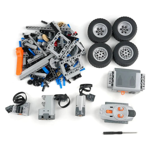 4X4 RC Car Chassis Kit For Off Road Climbing Remote Control Build Block Car With M Motor And Servo Steering AA Battery Box 62.4x20mm Wheels DIY STEM Set components