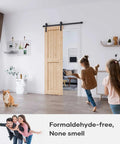 Top Notch Solid Spruce Sliding Barn Door 24 X 84 Inches Interior Wood Panel Slab featuring smooth glide track in a home setting.