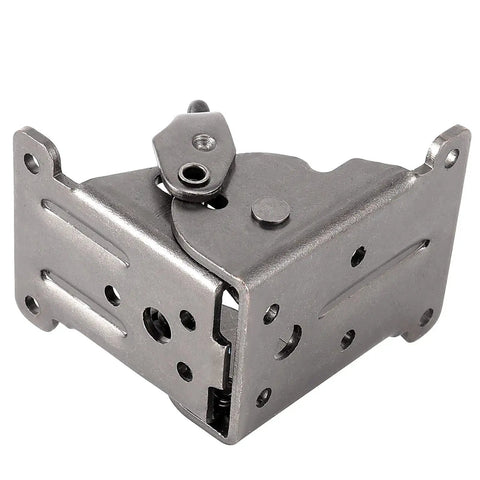 Heavy Duty Foldable Self Locking Hinges 8 Pack With Mounting Hardware close-up of a sturdy steel hinge with spring mechanism.