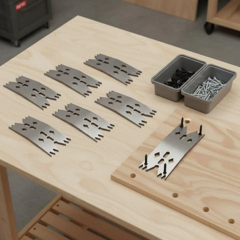 Snag This Heavy Duty Fastening Plate Clamp For Woodwork Jobs That Need Solid Hold Downs And Quick Adjustments On CNC Routers Or In The Carpentry Shop To Keep Your Projects Locked Tight Without Any Slip Uppers on wooden table
