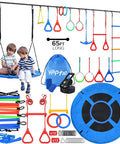65-Foot Ninja Warrior Obstacle Course For Kids With Swing And 11 Obstacles including saucer swing and trapeze bar