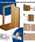 1 Pack Heavy Duty Pivot Hinge Set With Door Ball Catch For Wood Doors Hidden Stainless Steel 360 Degree Rotation Invisible Pivot Door Hardware For Secret Doors And Bookshelves installation diagram