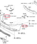 Diagram showing 5 Sets Front Fender And Bumper Clip And Pin Kit For Toyota And Lexus Replaces 53879-58010 And 47749-58010