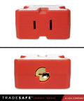 Front and side view of Power Plug Lockout Device For 2 Or 3 Prong Plugs, OSHA Compliant Lockout Lock, Keyed Alike 5 Pack With 2 Keys Each.