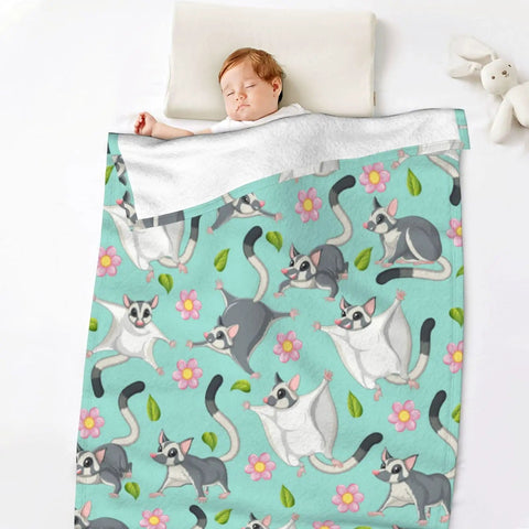 Super Cute Sugar Glider Throw Blanket For Kids And Girls, Hella Soft Weightless Plush Blend, cozy on sleeping child.