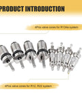 Air Conditioning Valve Core Kit 16 Pack R134A Universal AC Service Valves and Pressure Caps with cores for R134a and R12 systems