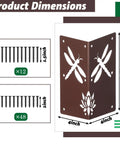 Hella Sturdy 4 Pack 8 Inch Corner Brackets For Raised Garden Bed With Wood Planter Box Featuring Vintage Brown Finish And Decorative Flower Dragonfly Cutouts dimensions and screws