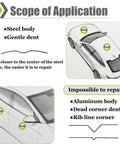 Diagram showing scope of application for Paintless Dent Repair Kit With Induction Heater For Quick Dent Removal, 1000W PDR Tool.
