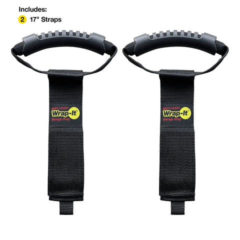 Pair of Wrap-It Storage Straps 17-Inch 2-Pack Heavy-Duty Hook And Loop Cord Carrier Hanger With Handles for organizing gear