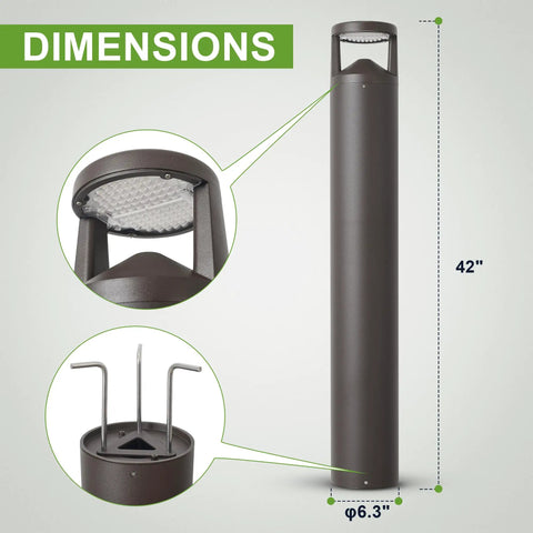 Solid 42 Inch Bronze LED Bollard Landscape Light With Hella Bright 3Cct Selectable Settings And 24 Watt Energy Saving Build for dimensions and design details.