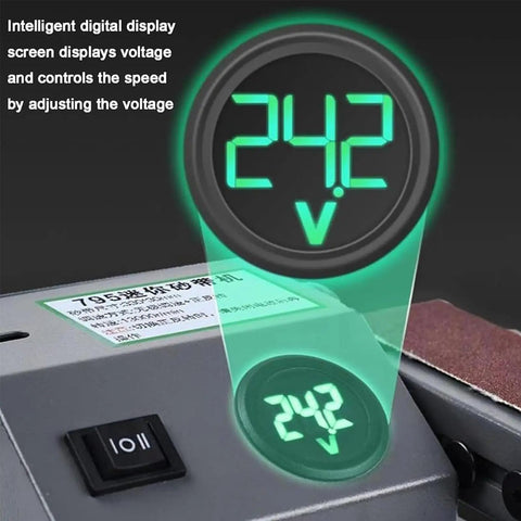 Digital display showing 24.2V for speed control on Solid Workhorse Bench Belt Sander And Electric Knife Sharpener.