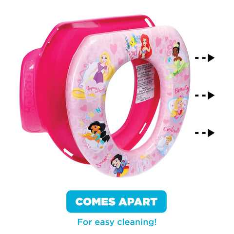 Toddler Potty Seat Featuring Disney Princess Loving Life Print With Lowkey Plush Cushion And Secure Grip Handles Training Aid Snugs Right Onto Standard Or Elongated Toilets Quick Wipe Down Setup Built Dang Solid Made In Usa
