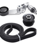 Top Notch Serpentine Drive Belt Kit With Tensioner And Idler Pulley Perfect Fit For Toyota Corolla 2003 To 2008 Plus Matrix Models Keeping Your Ride Smooth And Reliable Without Any Skanky Noises Or Slipping Issues. drive belt kit with tensioner, idler pulleys, and belt