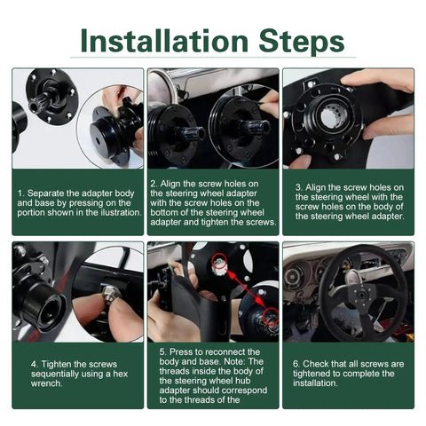 Installation steps for Slick Push Button Quick Release Steering Wheel With Aluminum Snap Off Hub Adapter Boss Kit.