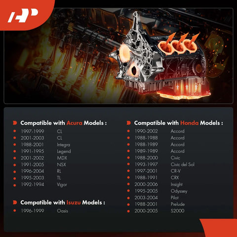 A-Premium engine coolant temperature sensor; silver engine block with orange intake ports on dark background