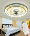 Bladeless Low-Profile Ceiling Fan With Lights Remote Control Dimmable LED Smart Round Enclosed Ceiling Fan For Bedroom
