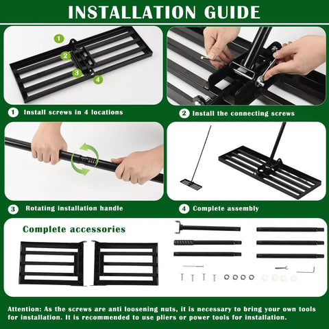 Installation guide for Lawn Leveling Rake With 30x10 Ground Plate And 78 Inch Adjustable Handle Heavy Duty Steel Yard Tool
