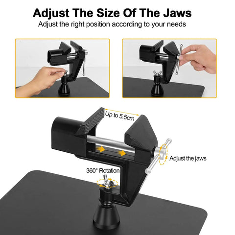 Adjusting the jaws on a Heavy Duty Magnetic Soldering Third Hand with 360 degree hot air gun holder and large steel base.