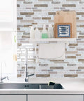 Kitchen backsplash with Peel And Stick Marble Look Tiles 12x12 Inch, self-adhesive, water and heat resistant.
