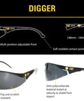 Digger 112 AF Safety Glasses With Yellow Lens Small Frame Adjustable Front And Side Extensions All Day Wrap Comfort
