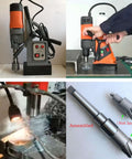 Annular cutters arbor MT3 to 3/4 in Weldon shank; metal drill press extension adapter, assembled view.