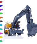 1 14 RC Model Metal Hydraulic Aoue ET30H Wheeled Excavator With Full Metal Frame High Torque Motor ESC Servo LED Light Kit Realistic Working Pistons Durable Construction For Serious RC Nerds And Builders, side view