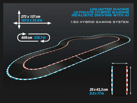 Hybrid Highway Challenge Racing Set Dope Next Gen Vibe with Porsche 911 GT3 R shown on 1:50 scale slot track layout with AI.
