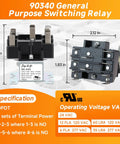 General Purpose Switching Relay With 24 VAC Control Coil DPDT For HVAC, front and side view with specifications label