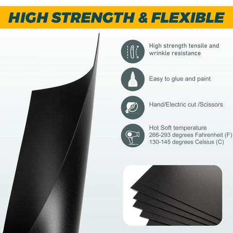 12 Pack Black Plastic Sheets 8x12 Inch 0.04 Inch Thick High Tensile Plastic Panels, flexible and wrinkle-resistant