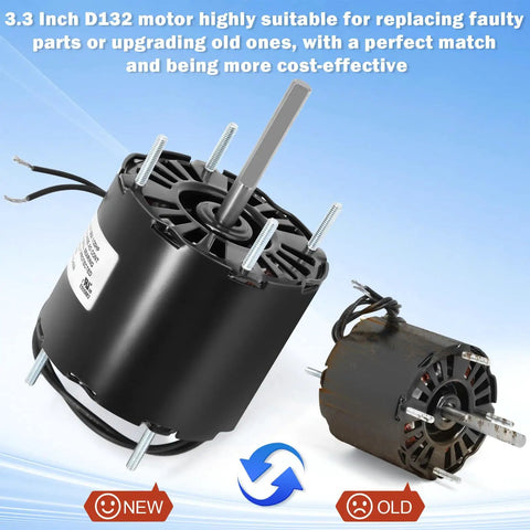 General Purpose Shaded Pole Motor 1/20 HP 1550 RPM Open Ventilated 3.3 Inch Replacement Easy Swap For Fasco D132 shown with old model