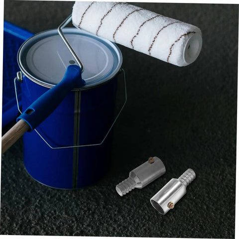 No Drill Curtain Rod Connectors Kit For Poles And Push Broom Handle Tips Aluminum Alloy Threaded Tips, paint roller and bucket