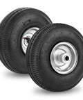 10 Inch Pneumatic Wheel Set With 4.10/3.50-4 Tire, 2.2 Inch Offset Hub and 5/8 Inch Bearings, rubber tire and steel rim, Pack of 2