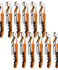 Portable Orange Corkscrew Wine Opener Set For Waiters And Bartenders, Stainless Steel Wine Key With Hinged Serrated Foil Cutter