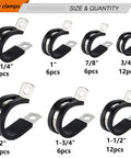 56 Piece Large Stainless Steel Rubber Coated Cushioned Insulated Cable Clamps Kit In Seven Sizes Illustration