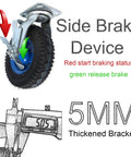 Heavy Duty Rubber Caster Wheels Set Of Four With Reliable Parking Brakes And True 360 Swivel Plates, 8in wheel with a side brake device.